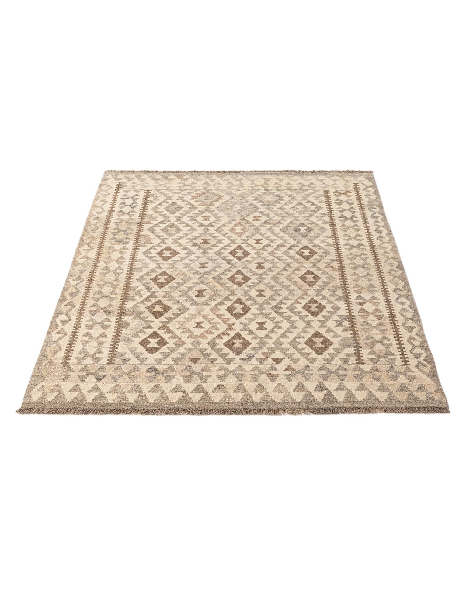 4' 10 x 6' 6 Hand Woven Kilim Maymana Wool Rug