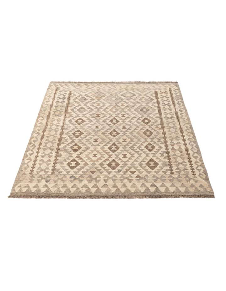 4' 10 x 6' 6 Hand Woven Kilim Maymana Wool Rug