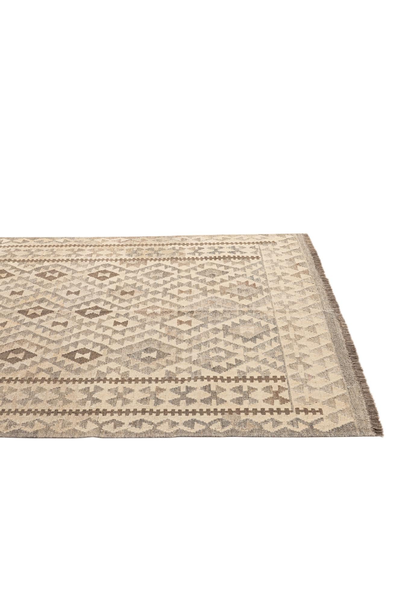 4' 10 x 6' 6 Hand Woven Kilim Maymana Wool Rug