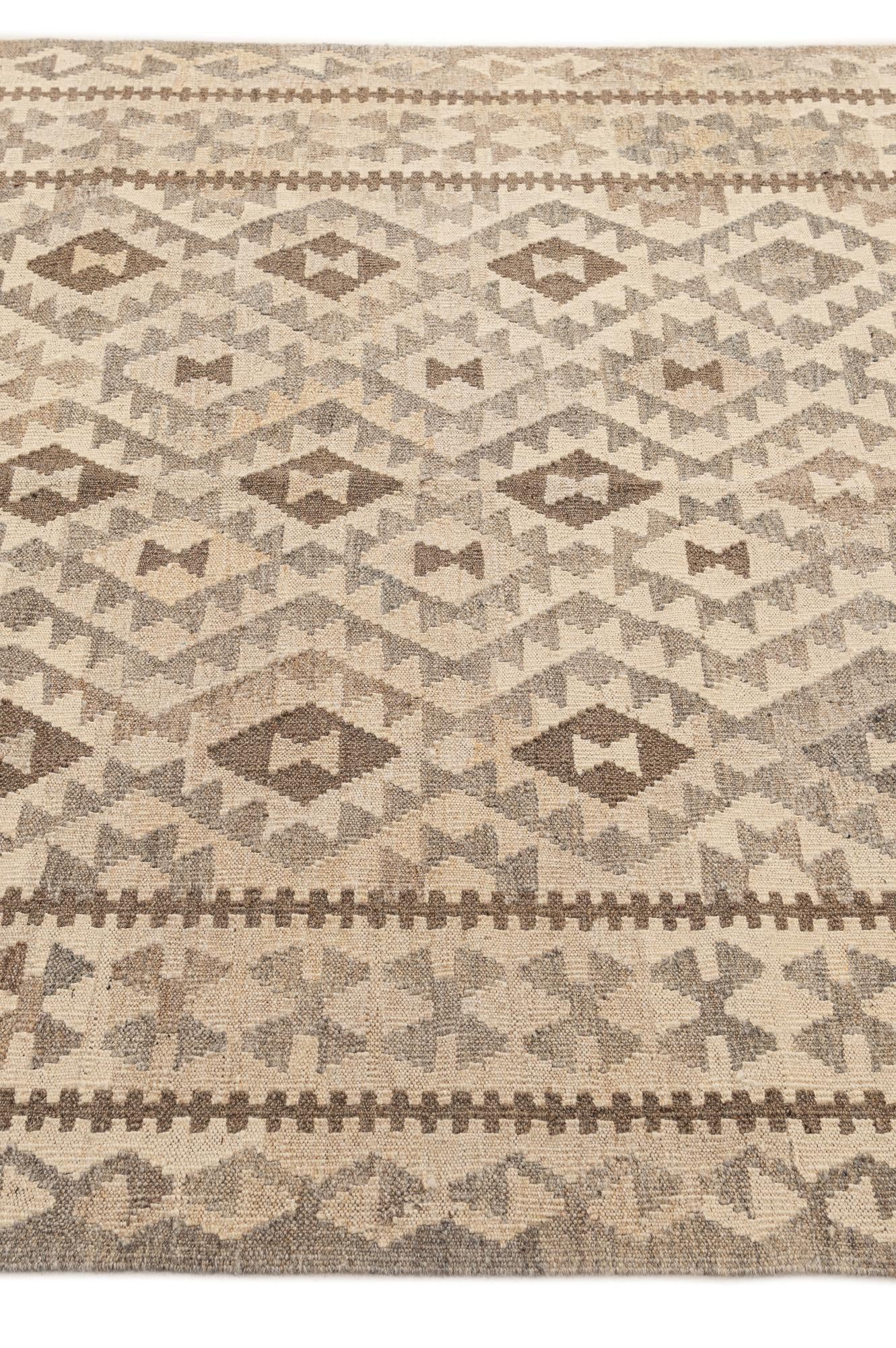 4' 10 x 6' 6 Hand Woven Kilim Maymana Wool Rug