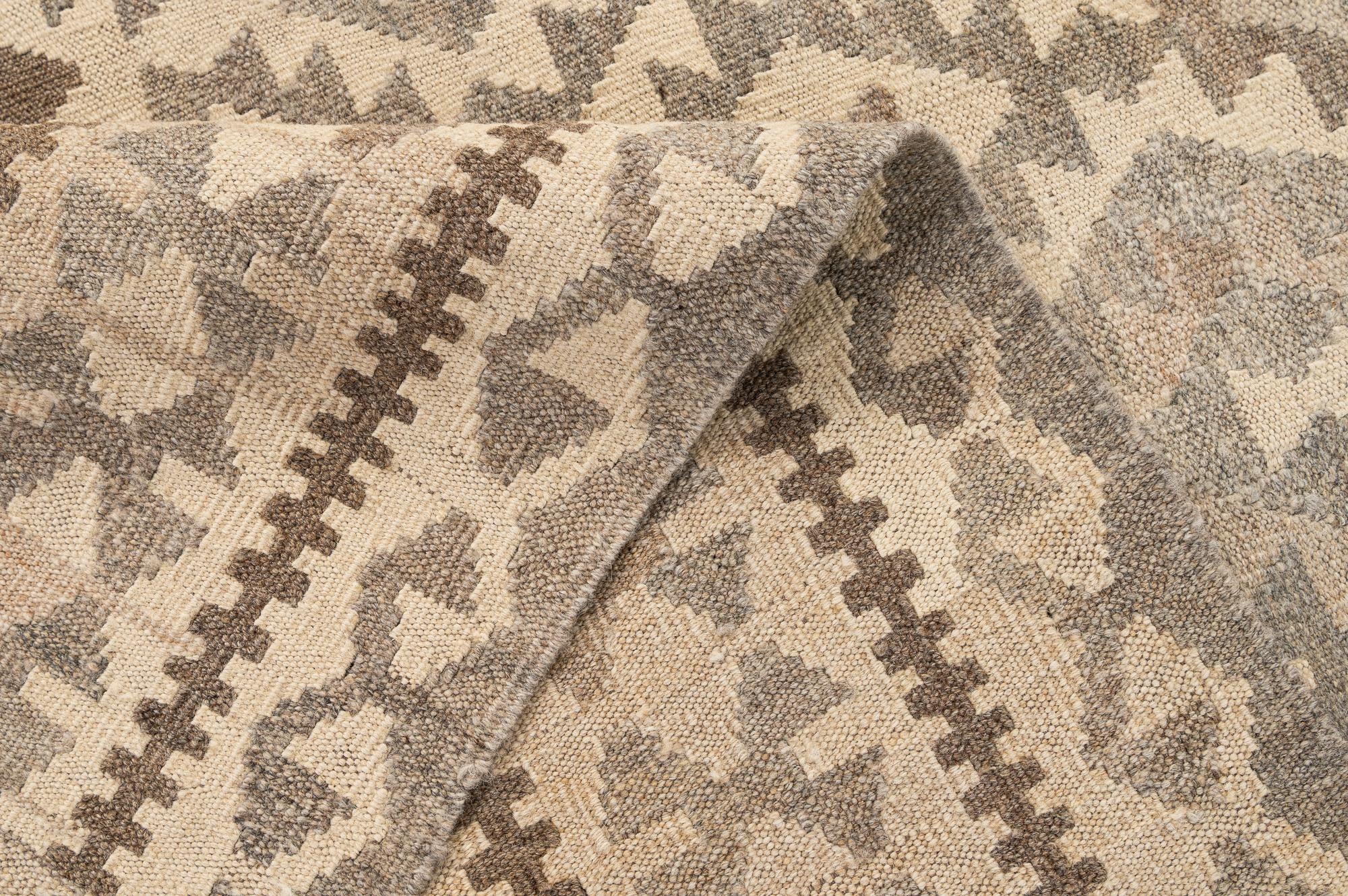 4' 10 x 6' 6 Hand Woven Kilim Maymana Wool Rug
