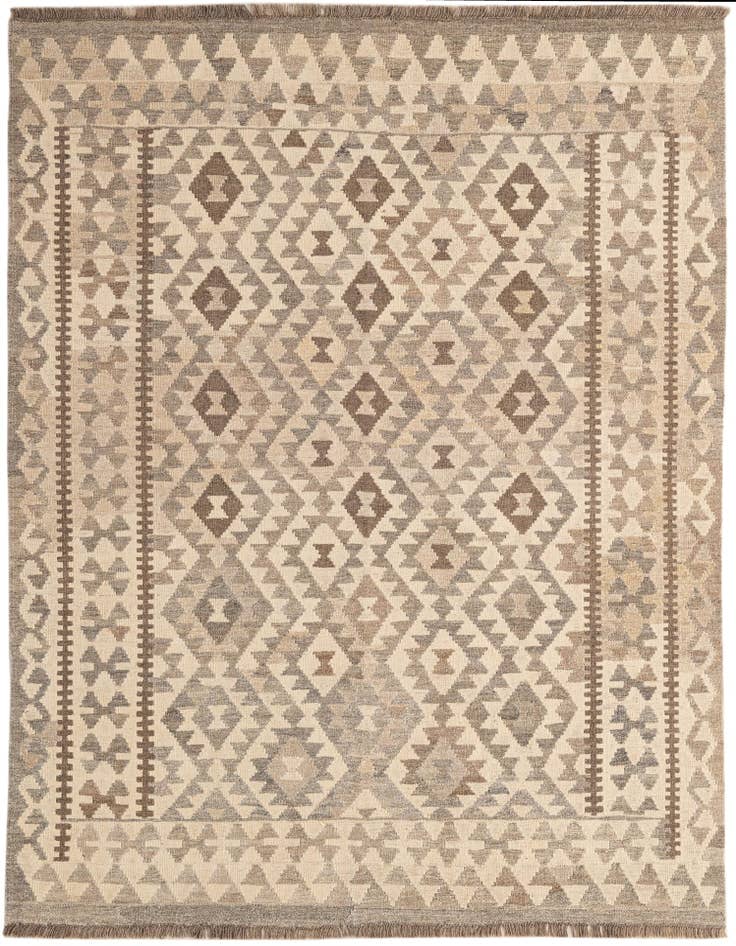 Detail image of 4' 10 x 6' 6 Hand Woven Kilim Maymana Wool Rug