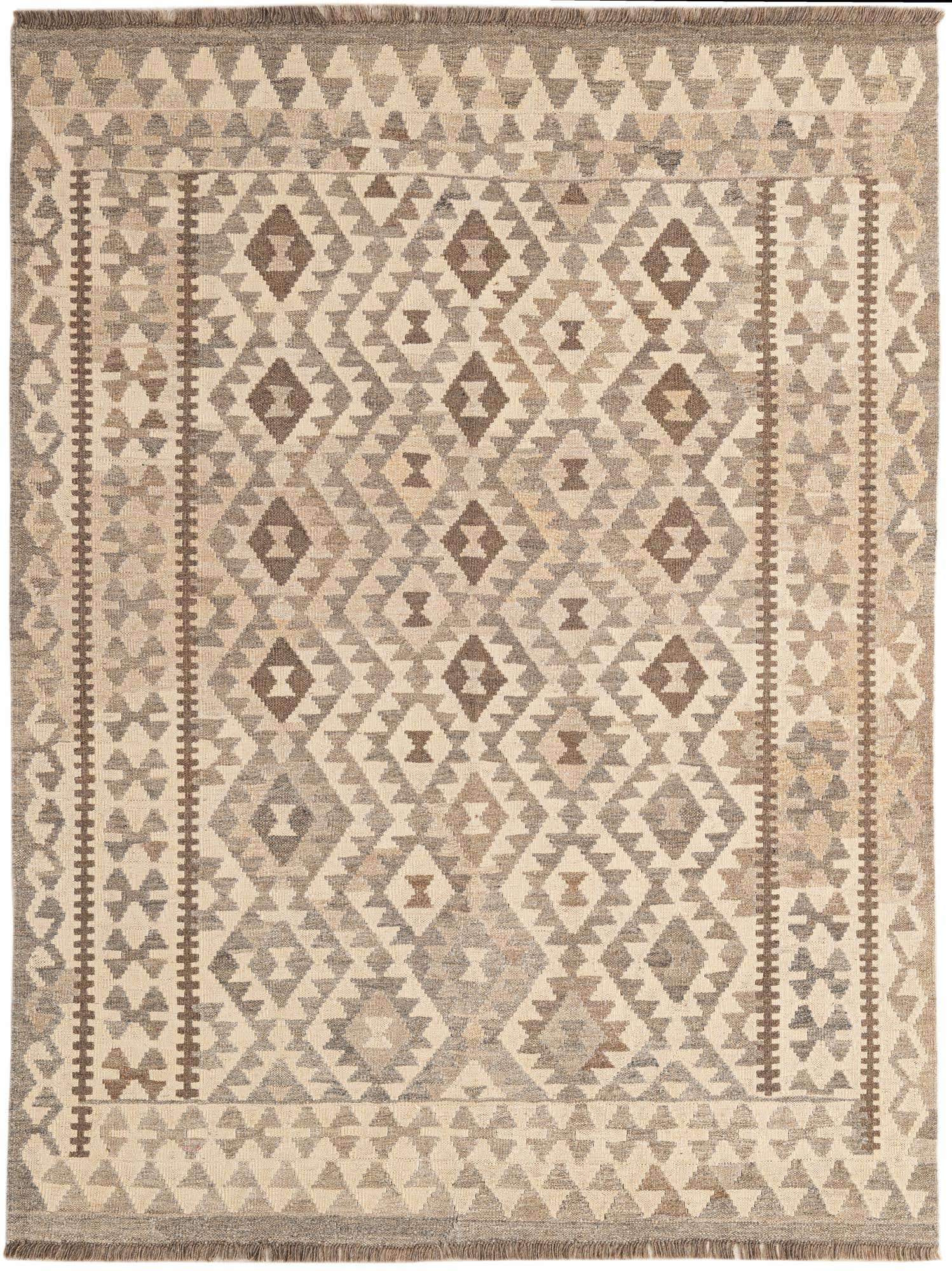 4' 10 x 6' 6 Hand Woven Kilim Maymana Wool Rug