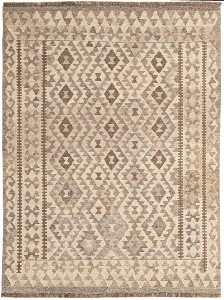 4' 10 x 6' 6 Hand Woven Kilim Maymana Wool Rug