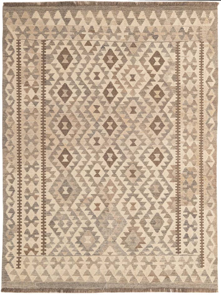 Detail image of 4' 10 x 6' 6 Hand Woven Kilim Maymana Wool Rug