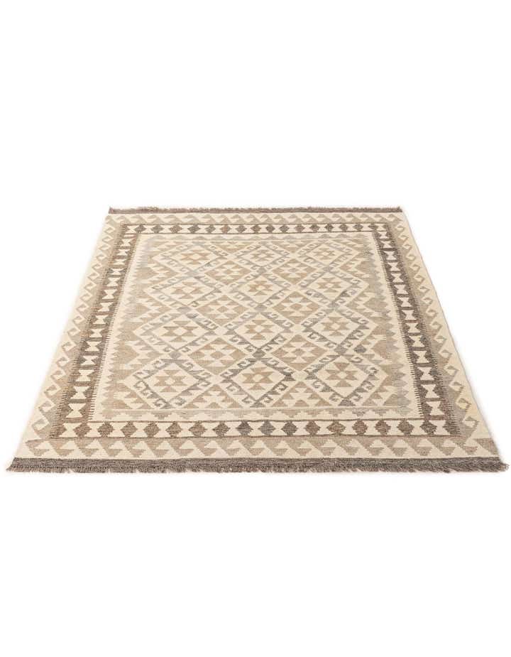 5' 2 x 6' 8 Hand Woven Kilim Maymana Wool Rug