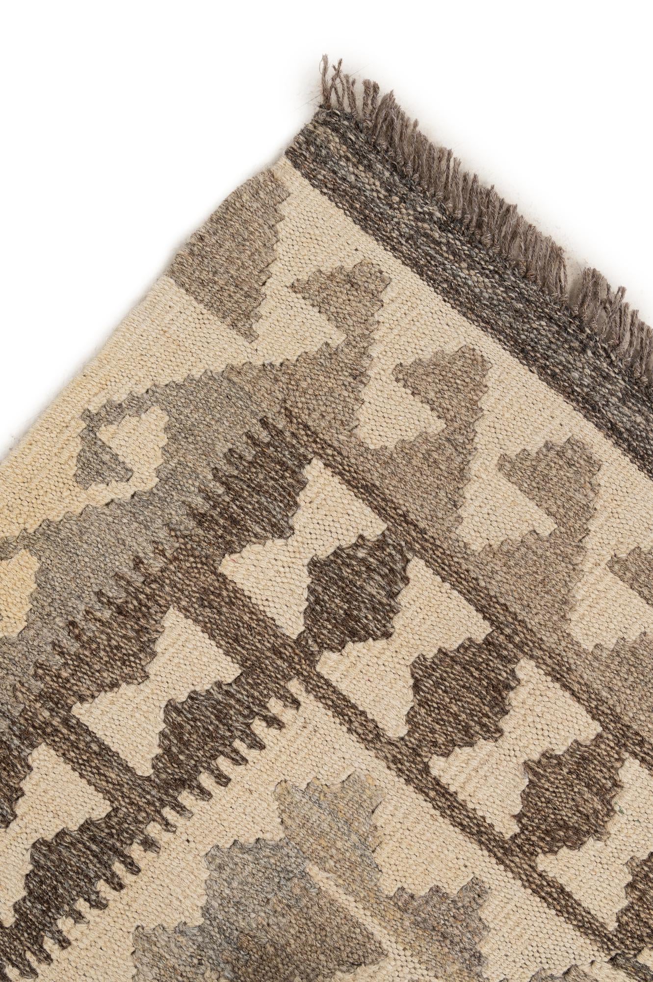 5' 2 x 6' 8 Hand Woven Kilim Maymana Wool Rug