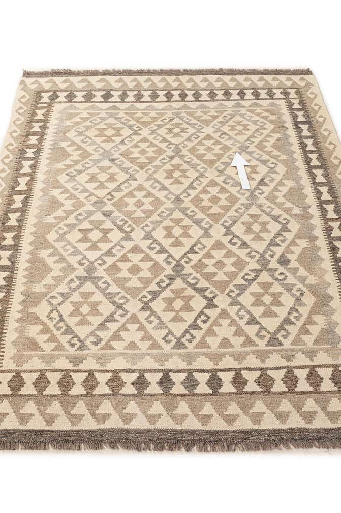 5' 2 x 6' 8 Hand Woven Kilim Maymana Wool Rug