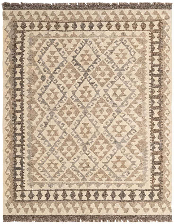 Detail image of 5' 2 x 6' 8 Hand Woven Kilim Maymana Wool Rug