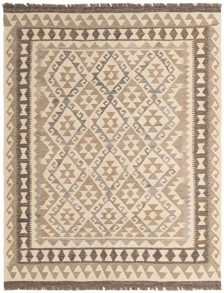 5' 2 x 6' 8 Hand Woven Kilim Maymana Wool Rug