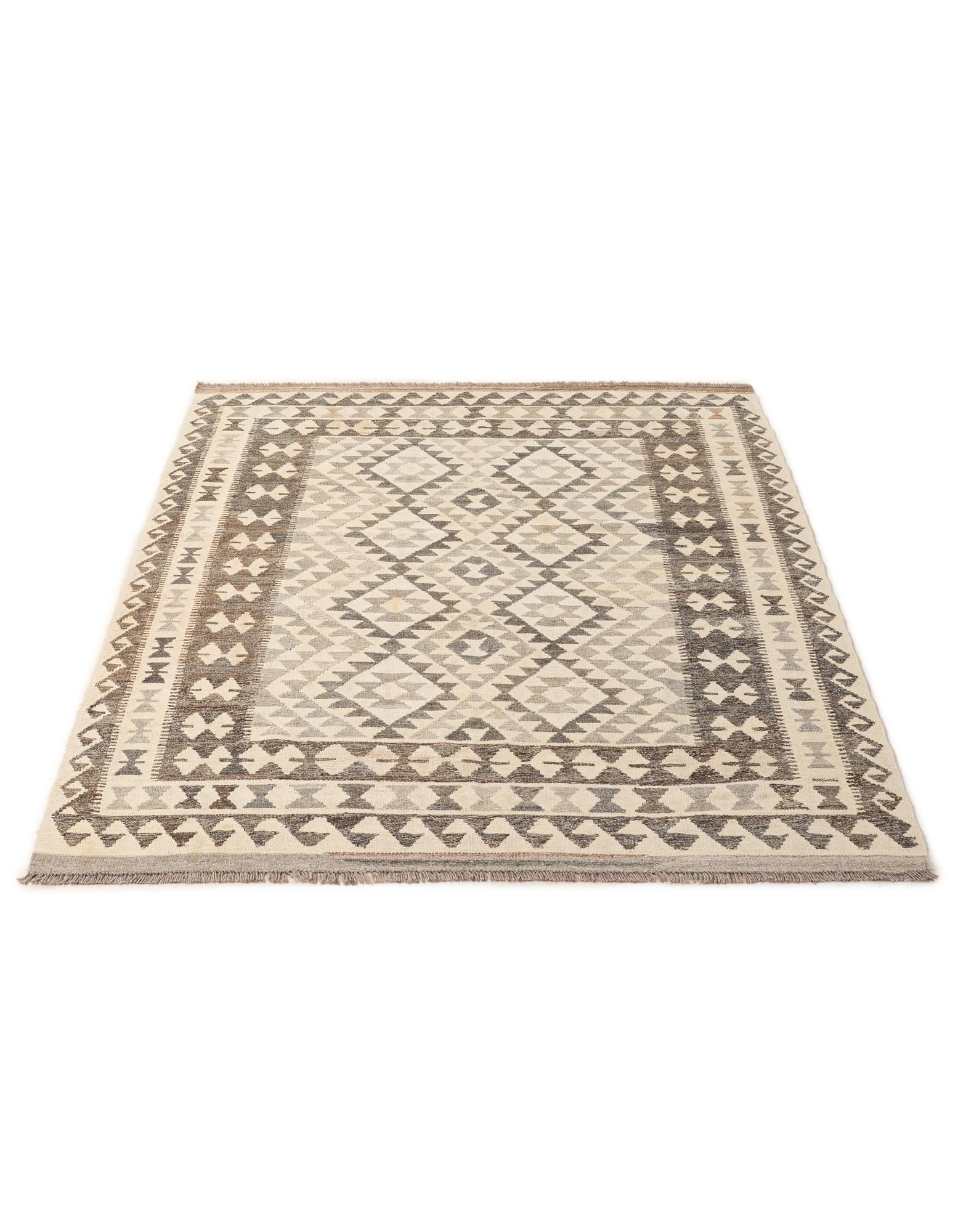 5' x 6' 7 Hand Woven Kilim Maymana Wool Rug