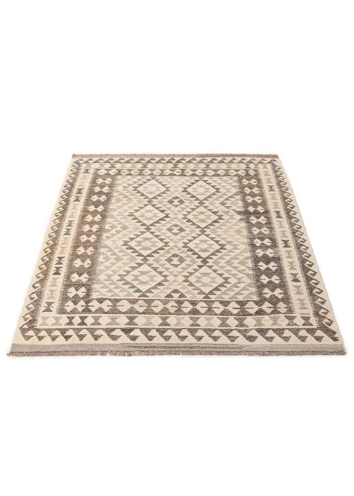 5' x 6' 7 Hand Woven Kilim Maymana Wool Rug