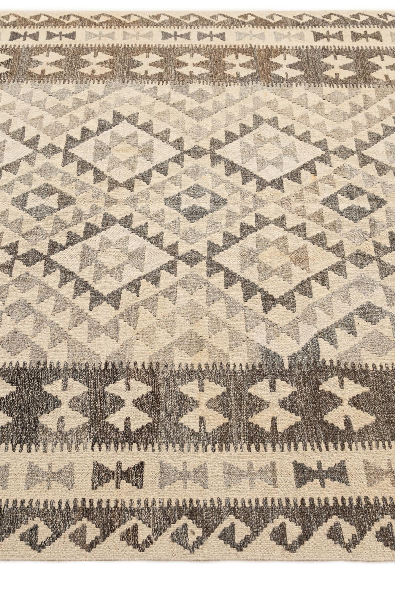 5' x 6' 7 Hand Woven Kilim Maymana Wool Rug