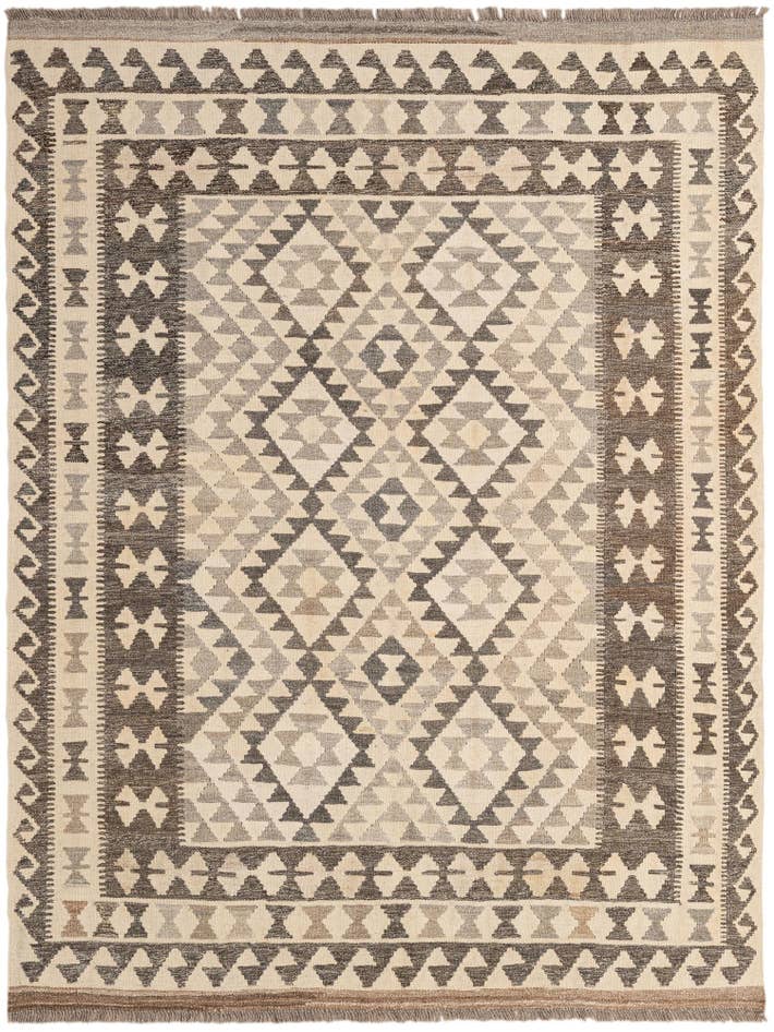 Detail image of 5' x 6' 7 Hand Woven Kilim Maymana Wool Rug