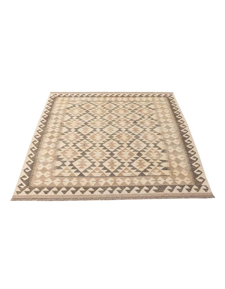 4' 11 x 6' 5 Hand Woven Kilim Maymana Wool Rug