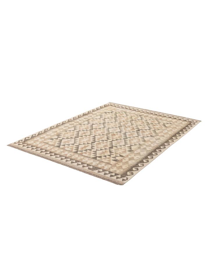 Detail image of 4' 11 x 6' 5 Hand Woven Kilim Maymana Wool Rug