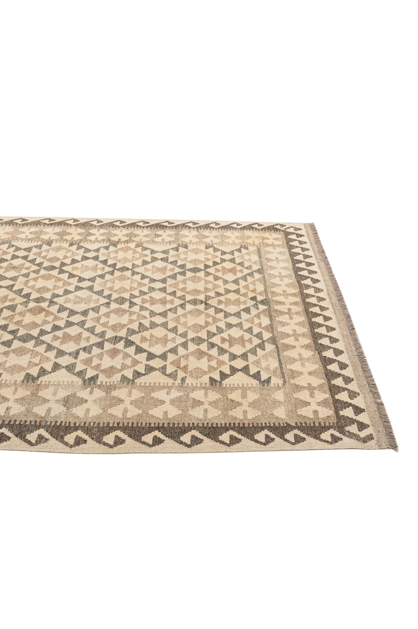 4' 11 x 6' 5 Hand Woven Kilim Maymana Wool Rug