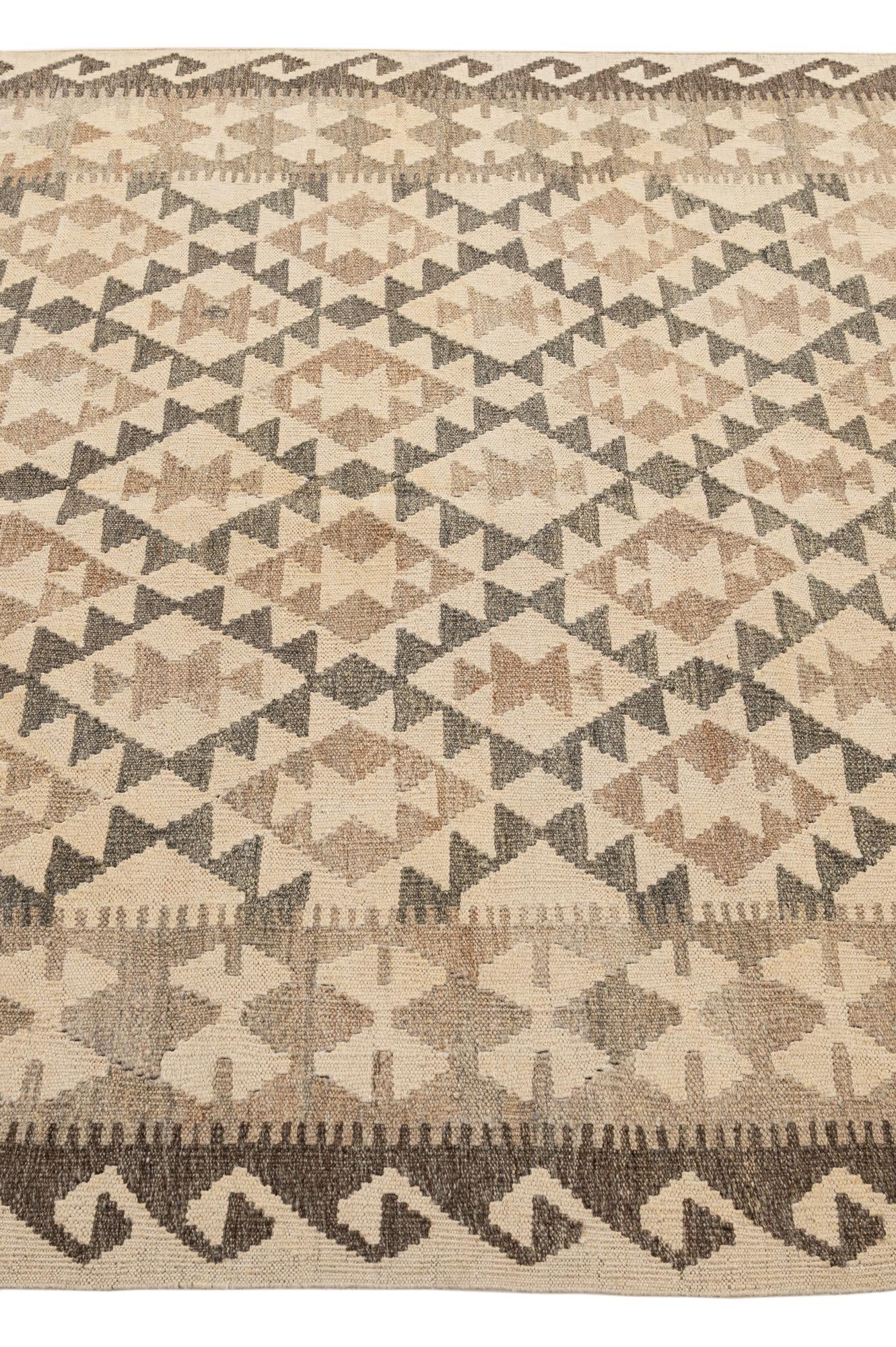 4' 11 x 6' 5 Hand Woven Kilim Maymana Wool Rug