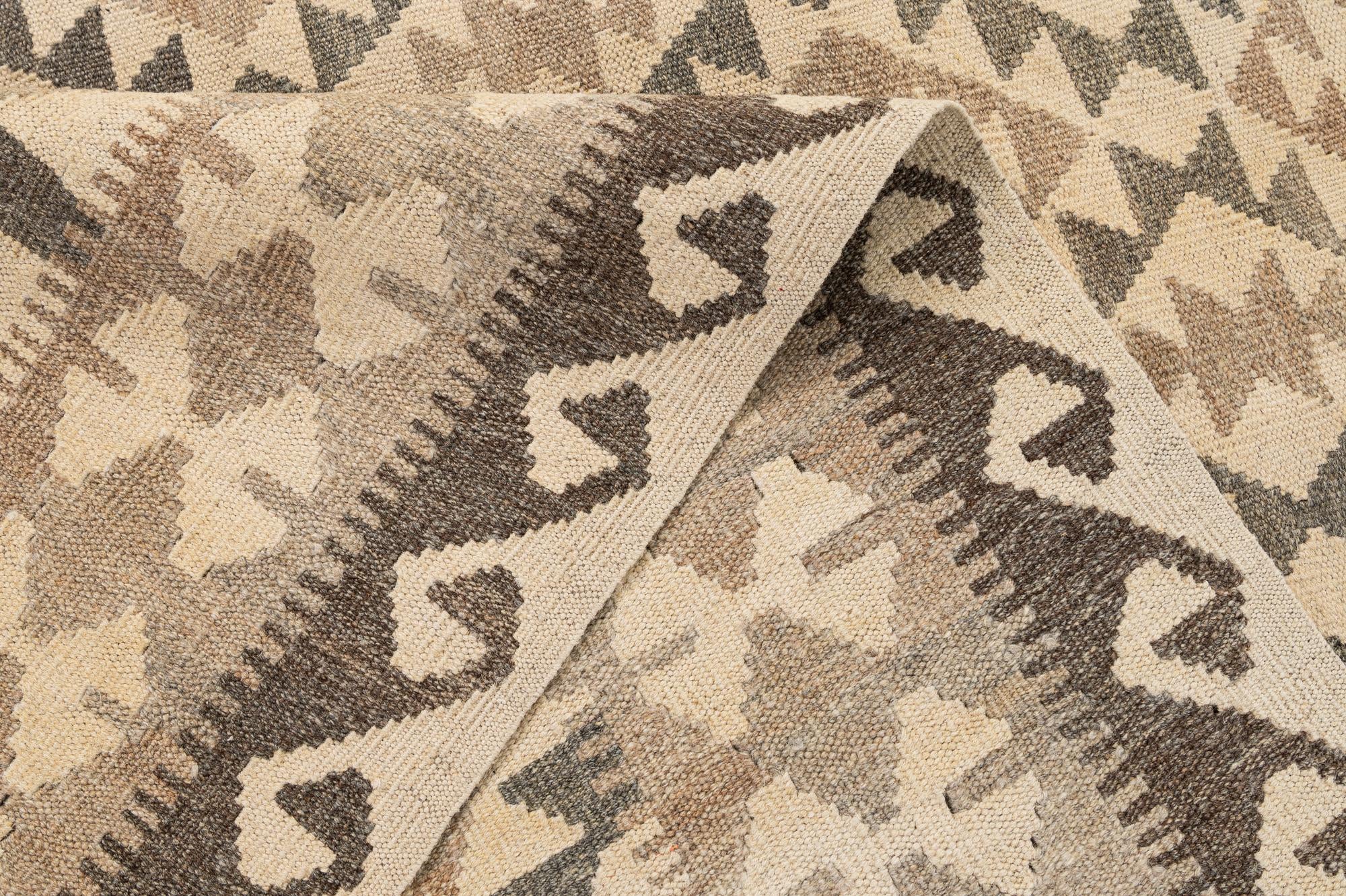 4' 11 x 6' 5 Hand Woven Kilim Maymana Wool Rug