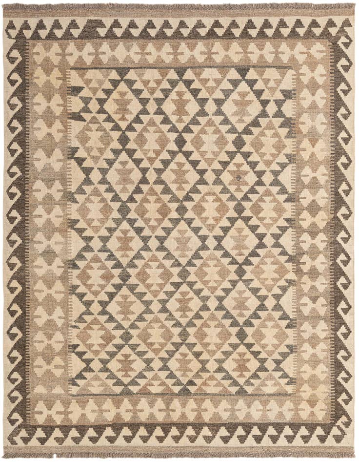Detail image of 4' 11 x 6' 5 Hand Woven Kilim Maymana Wool Rug