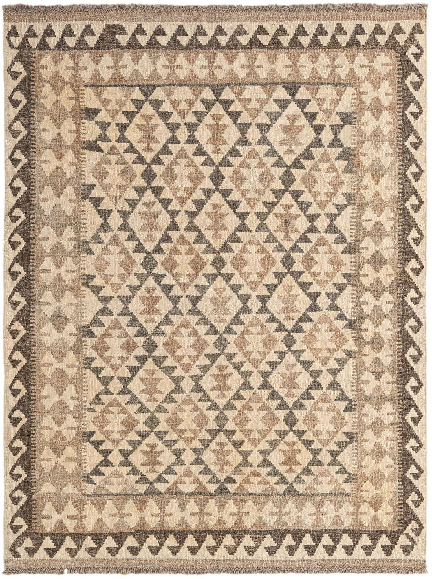 4' 11 x 6' 5 Hand Woven Kilim Maymana Wool Rug