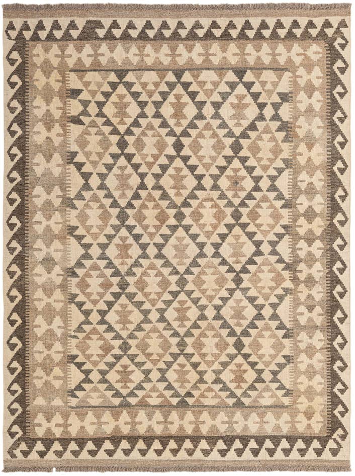 Detail image of 4' 11 x 6' 5 Hand Woven Kilim Maymana Wool Rug