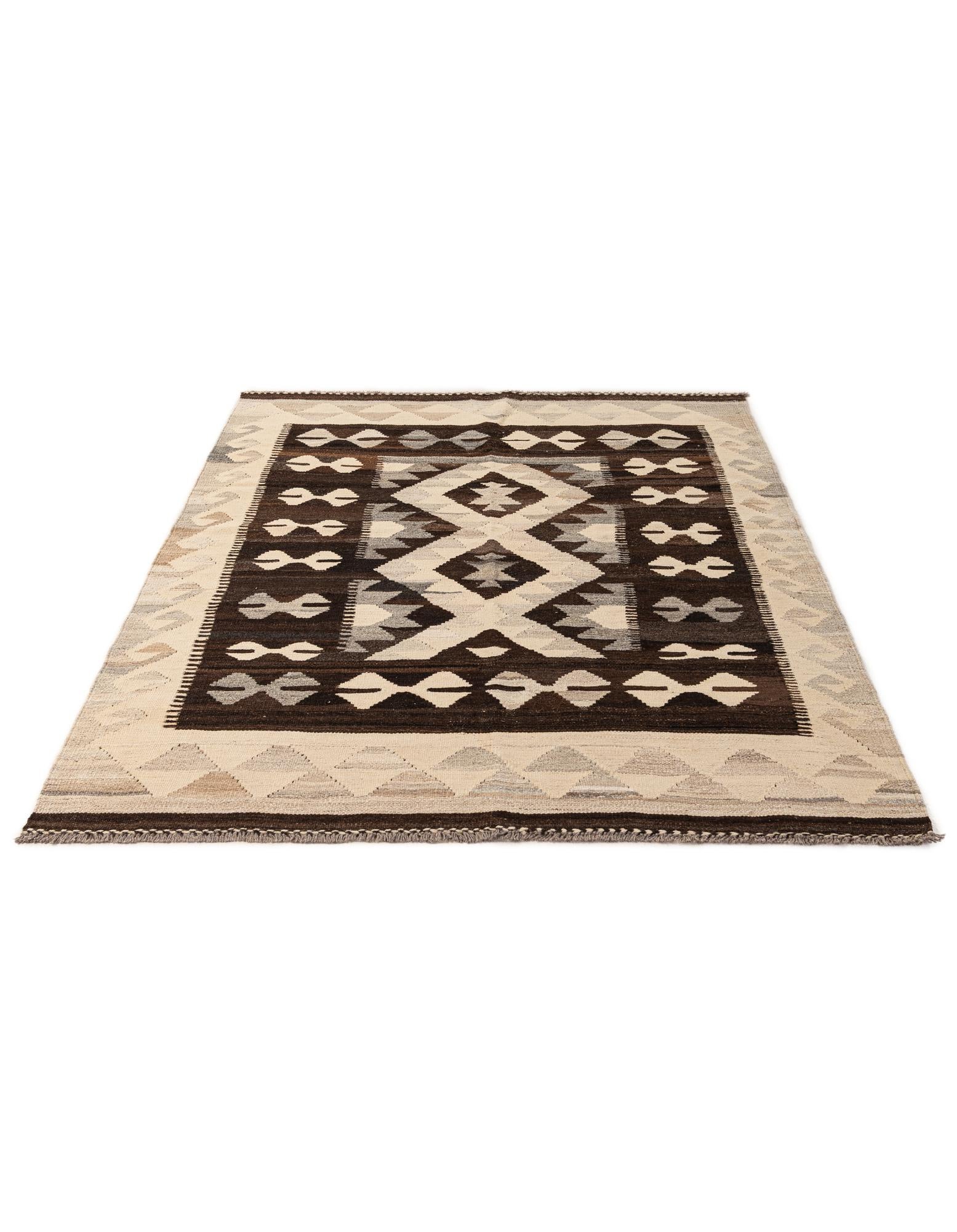 4' 11 x 6' 4 Hand Woven Kilim Maymana Wool Rug