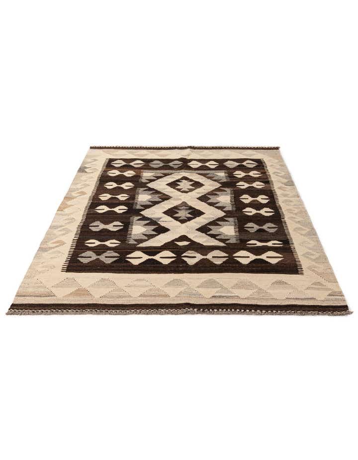4' 11 x 6' 4 Hand Woven Kilim Maymana Wool Rug