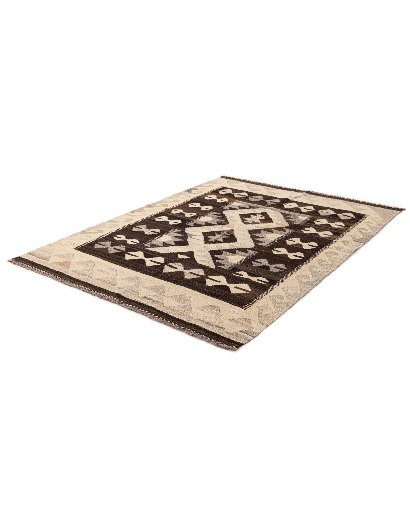4' 11 x 6' 4 Hand Woven Kilim Maymana Wool Rug