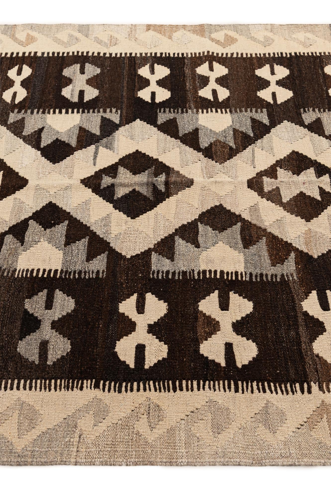 4' 11 x 6' 4 Hand Woven Kilim Maymana Wool Rug