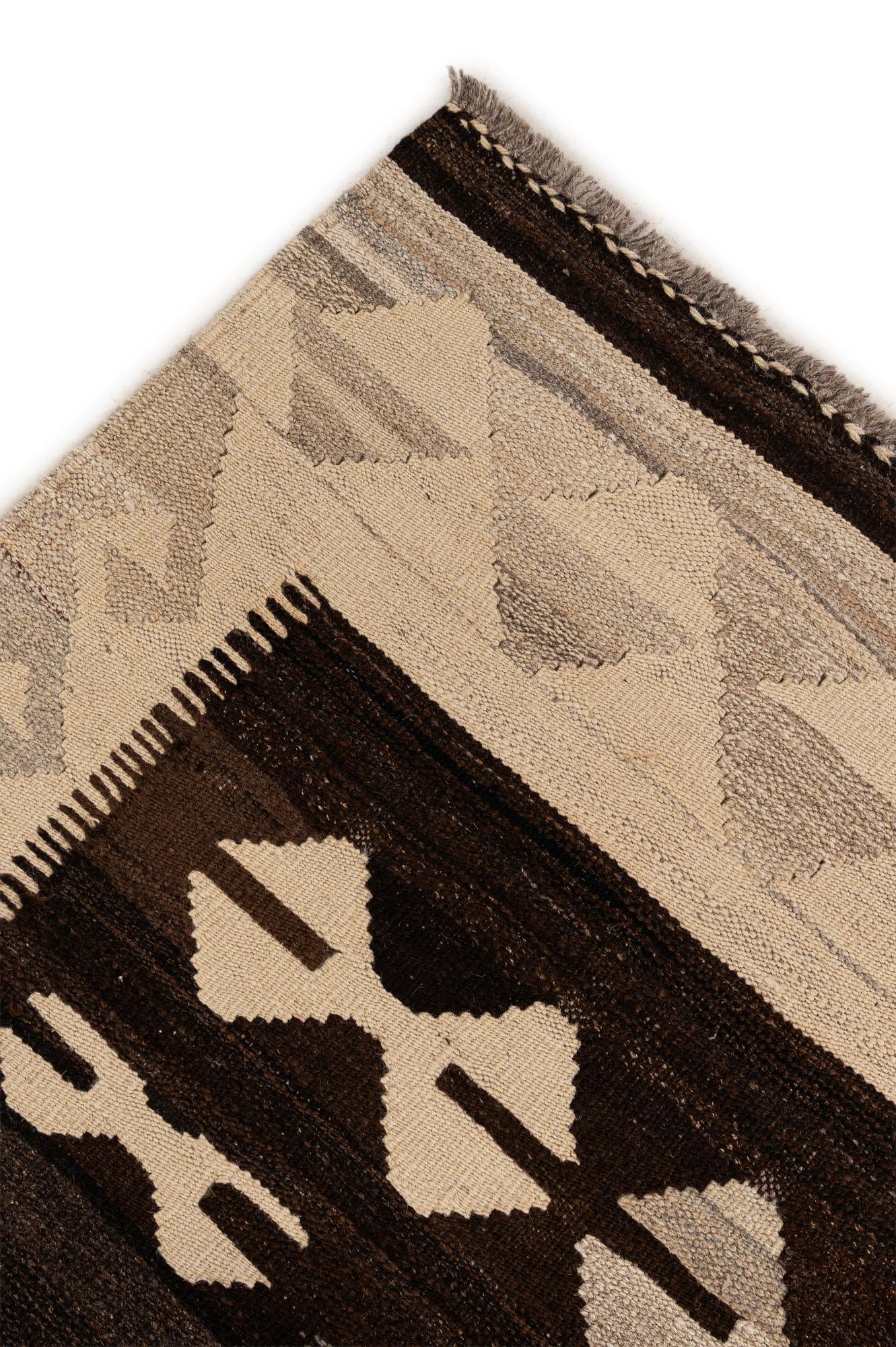4' 11 x 6' 4 Hand Woven Kilim Maymana Wool Rug