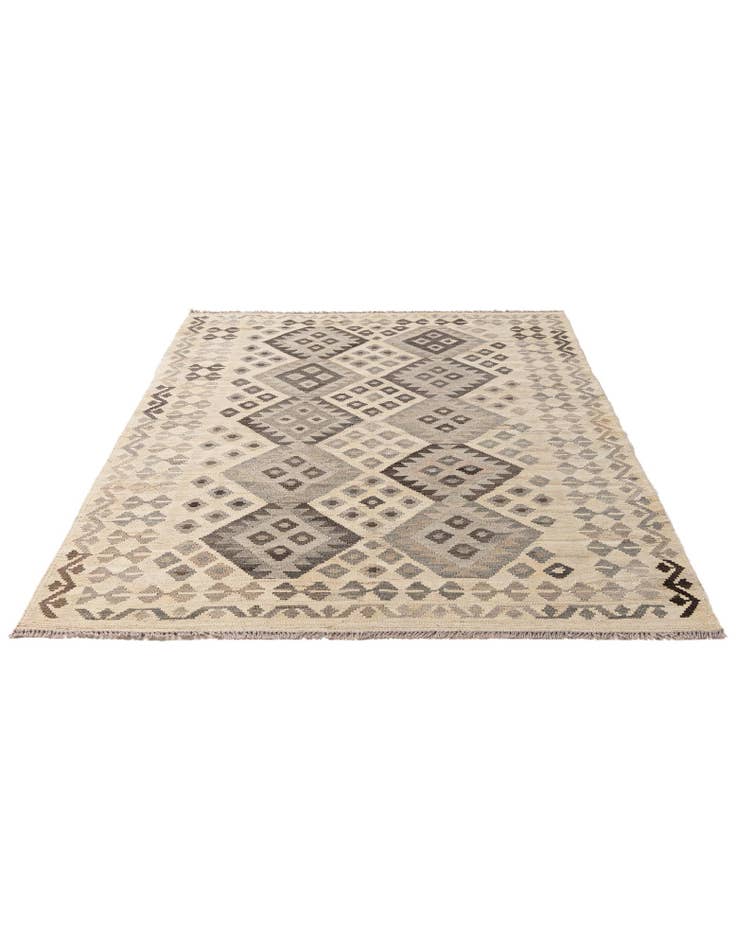 Detail image of 5' x 6' 8 Hand Woven Kilim Maymana Wool Rug
