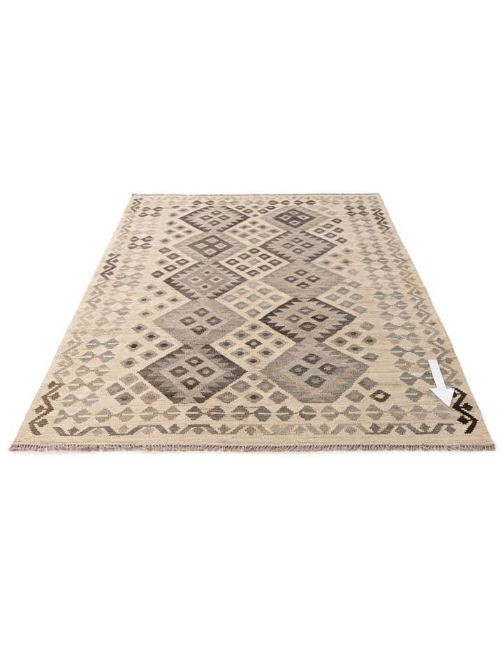 5' x 6' 8 Hand Woven Kilim Maymana Wool Rug