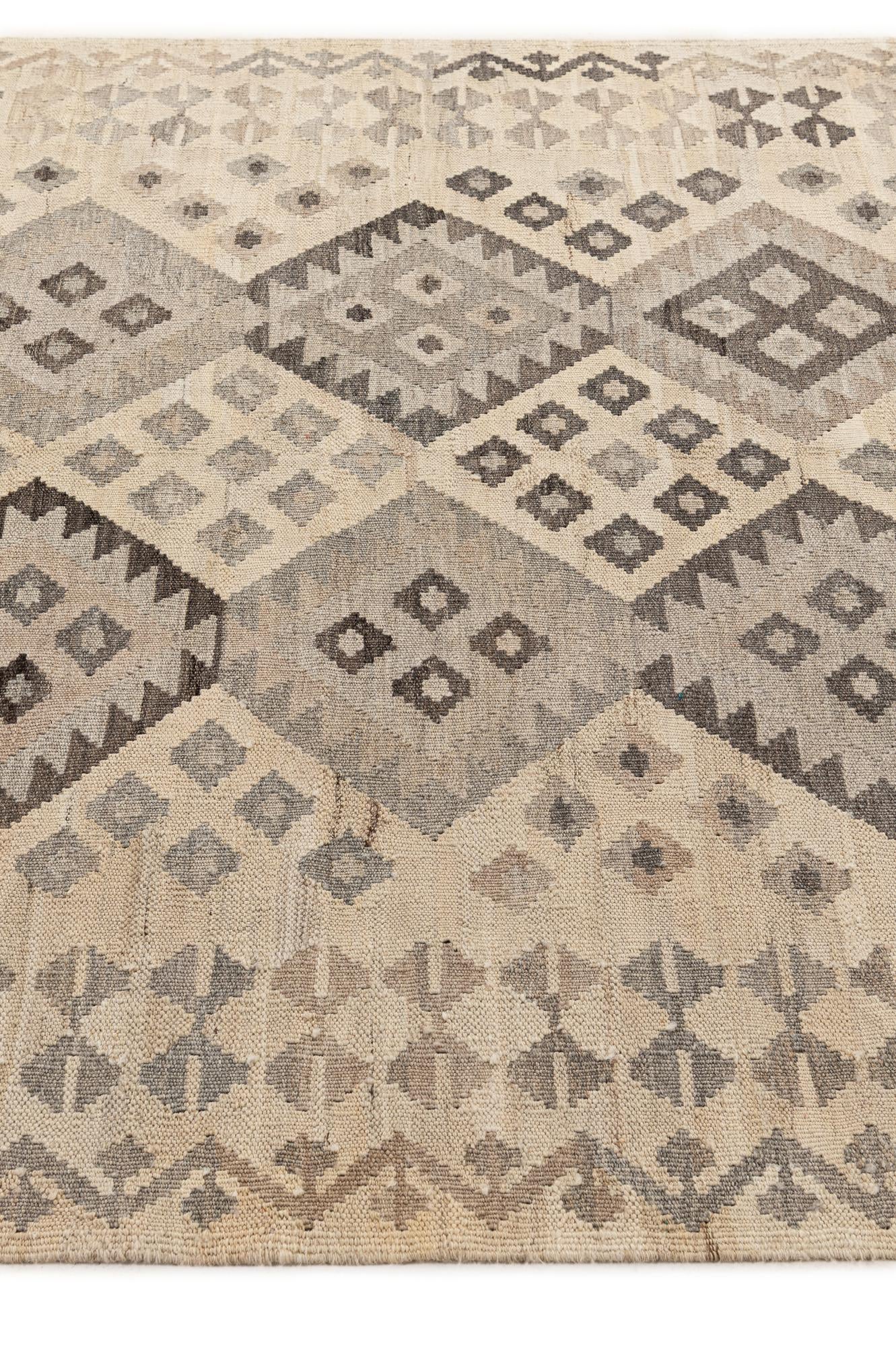 5' x 6' 8 Hand Woven Kilim Maymana Wool Rug