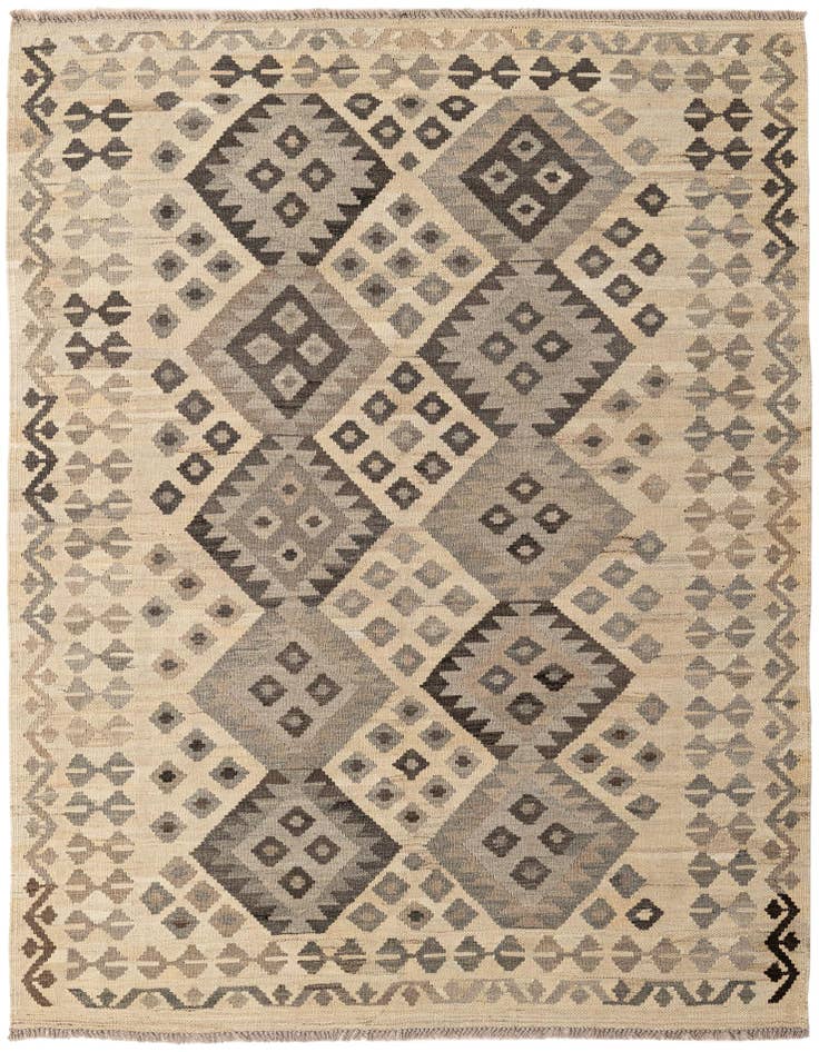 Detail image of 5' x 6' 8 Hand Woven Kilim Maymana Wool Rug