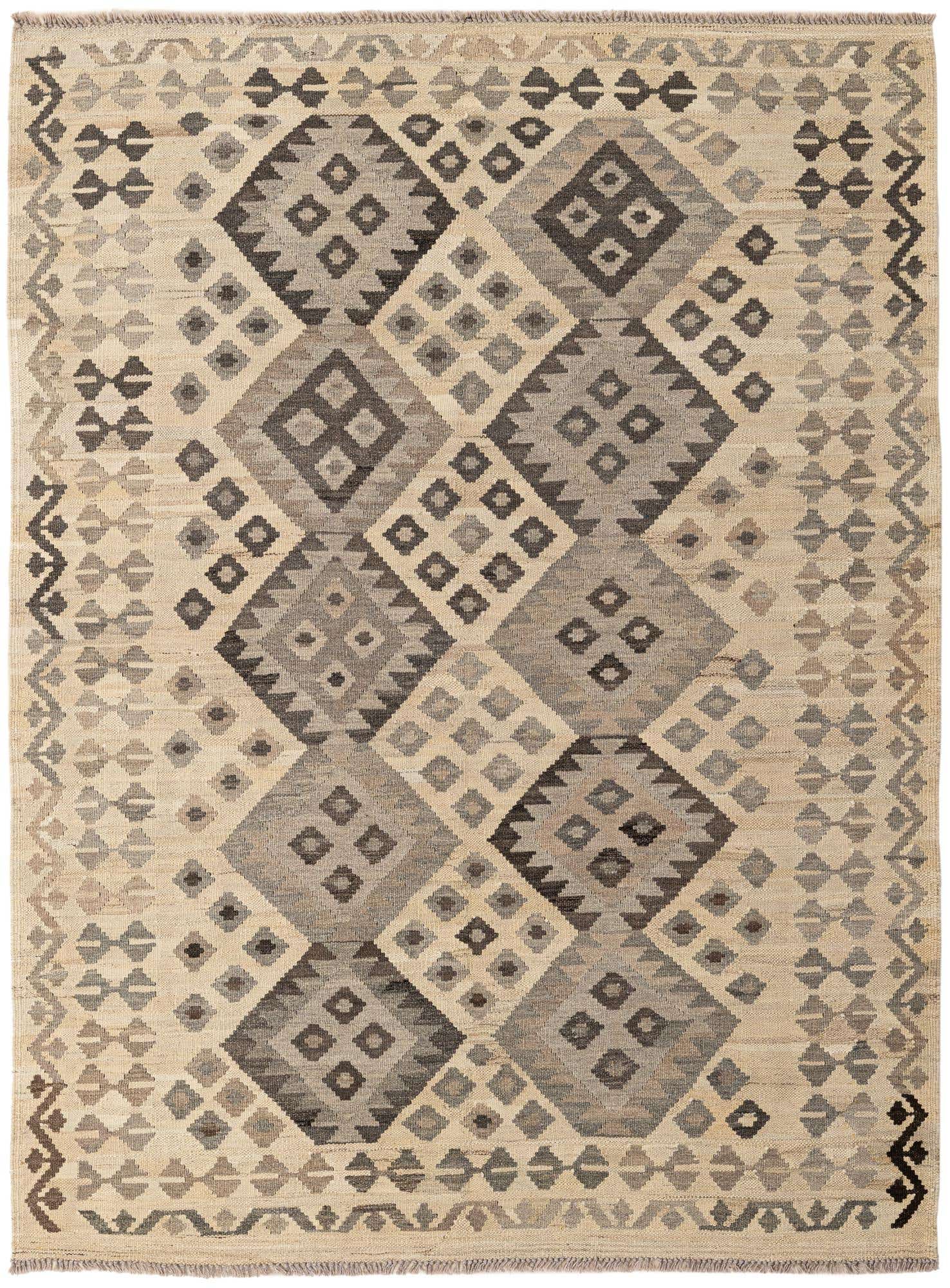 5' x 6' 8 Hand Woven Kilim Maymana Wool Rug