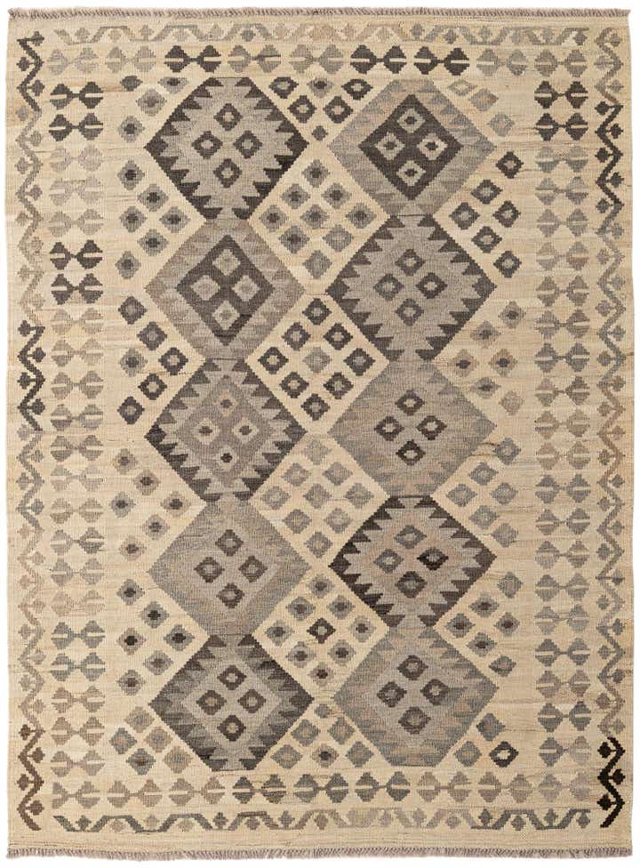 5' x 6' 8 Hand Woven Kilim Maymana Wool Rug
