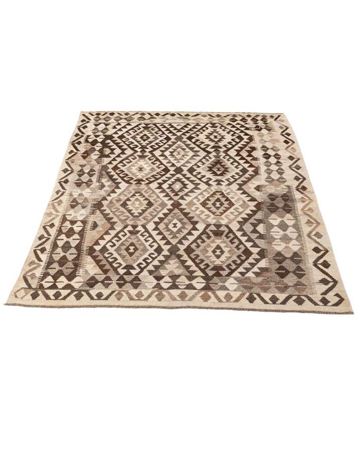 5' x 6' 10 Hand Woven Kilim Maymana Wool Rug
