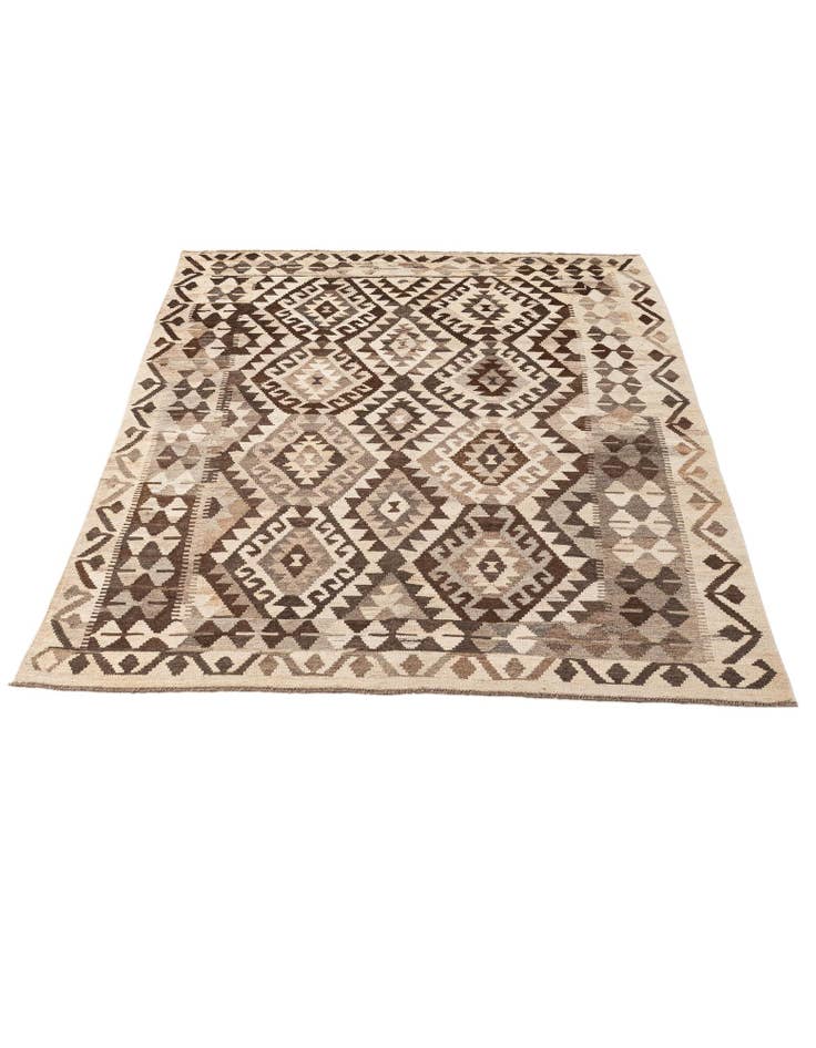 Detail image of 5' x 6' 10 Hand Woven Kilim Maymana Wool Rug