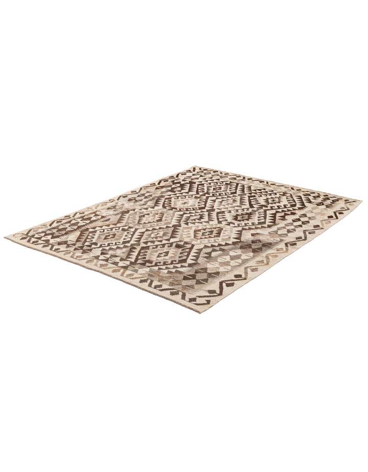 5' x 6' 10 Hand Woven Kilim Maymana Wool Rug