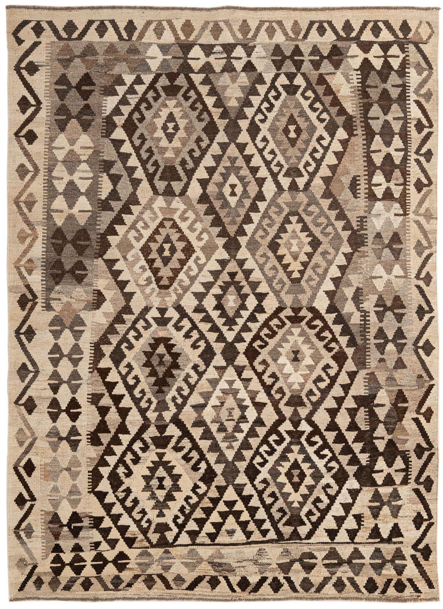 5' x 6' 10 Hand Woven Kilim Maymana Wool Rug