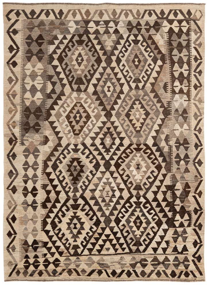 5' x 6' 10 Hand Woven Kilim Maymana Wool Rug