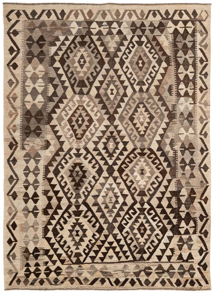 Detail image of 5' x 6' 10 Hand Woven Kilim Maymana Wool Rug