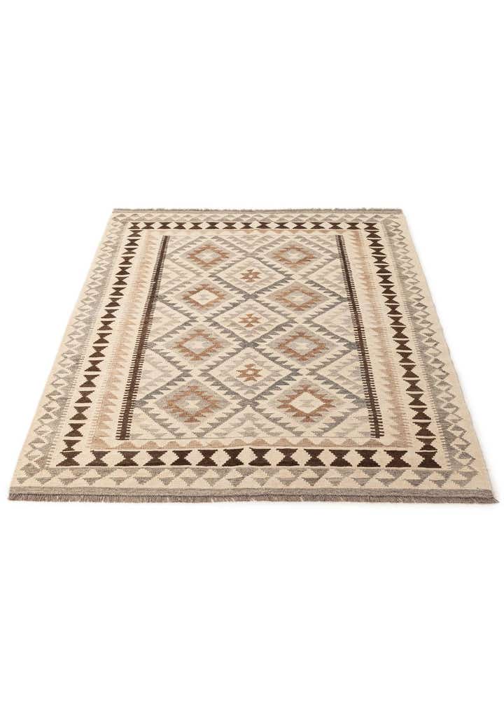 5' x 7' 1 Hand Woven Kilim Maymana Wool Rug