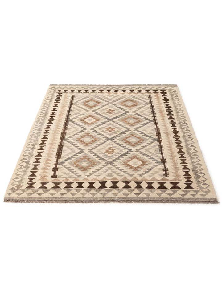 5' x 7' 1 Hand Woven Kilim Maymana Wool Rug