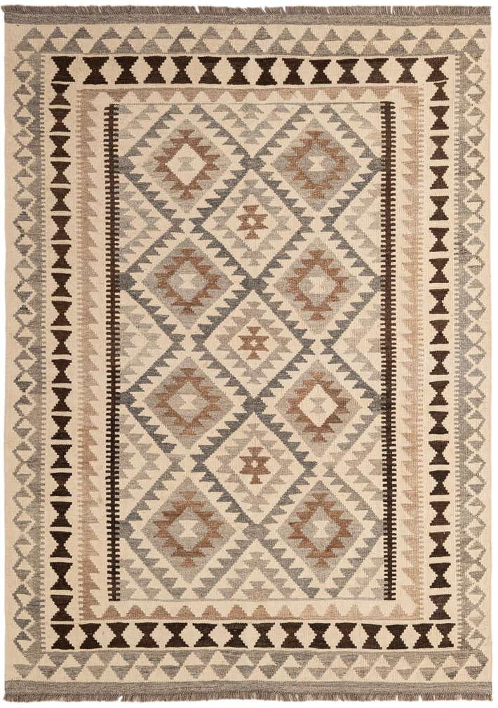 5' x 7' 1 Hand Woven Kilim Maymana Wool Rug
