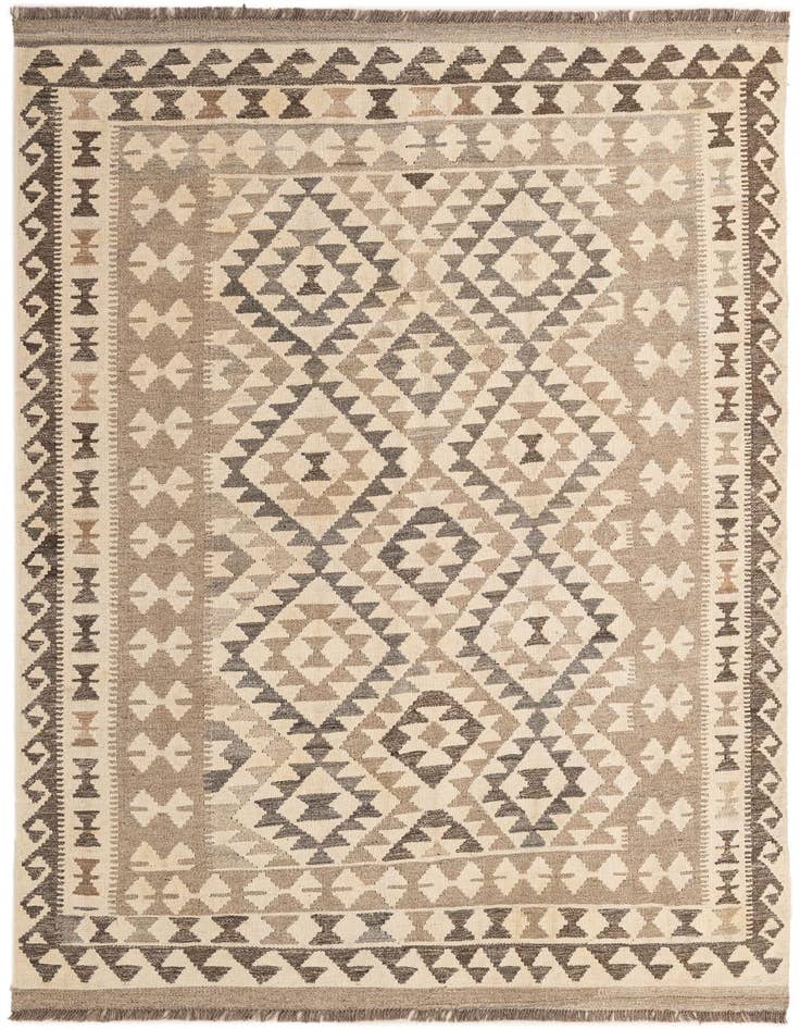 Detail image of 4' 11 x 6' 8 Hand Woven Kilim Maymana Wool Rug