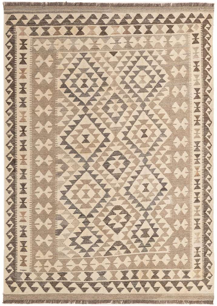 4' 11 x 6' 8 Hand Woven Kilim Maymana Wool Rug