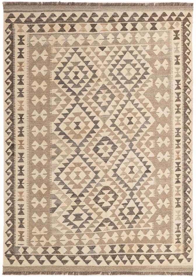 Detail image of 4' 11 x 6' 8 Hand Woven Kilim Maymana Wool Rug