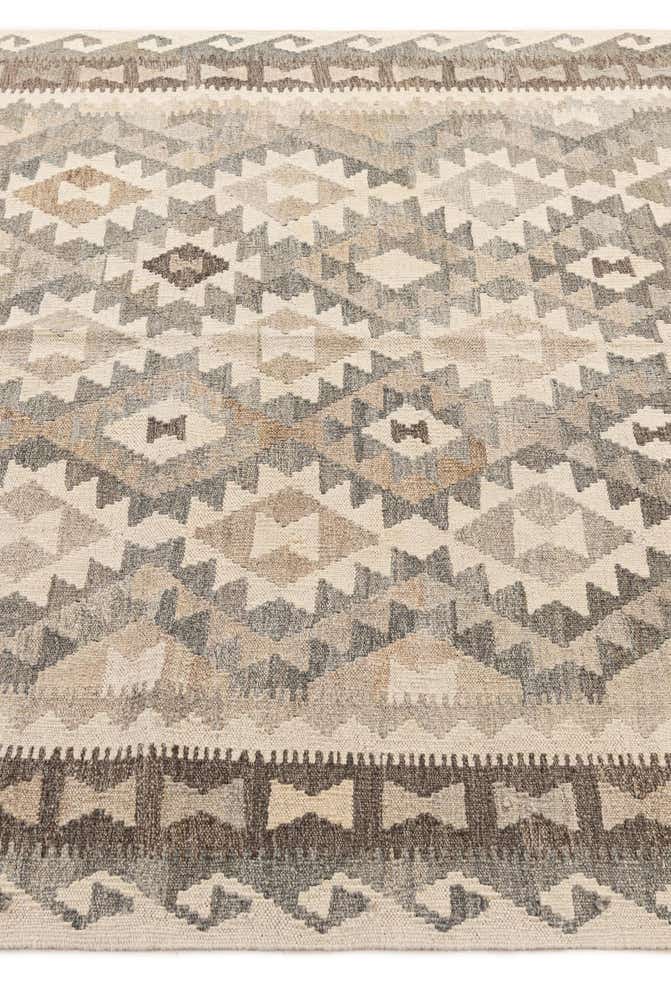 5' 1 x 6' 9 Hand Woven Kilim Maymana Wool Rug